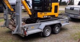 Mini bager JCB 19C1, 2018.g. + prikolica transportna strojeva nosivosti 3,5t